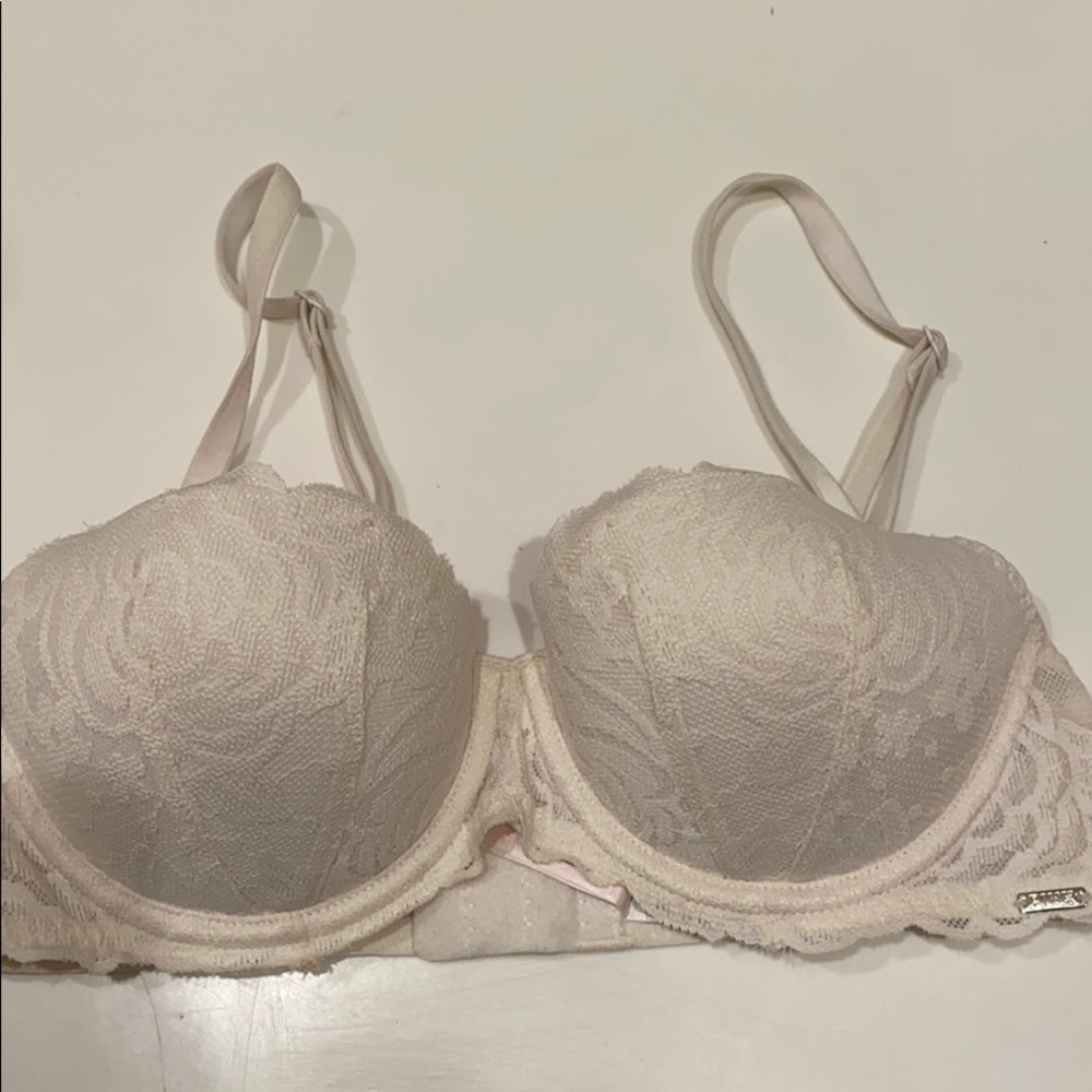 PINK White Lace Bra